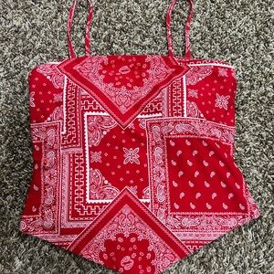 No Boundaries Red Bandana-Print Spaghetti Strap Camisole